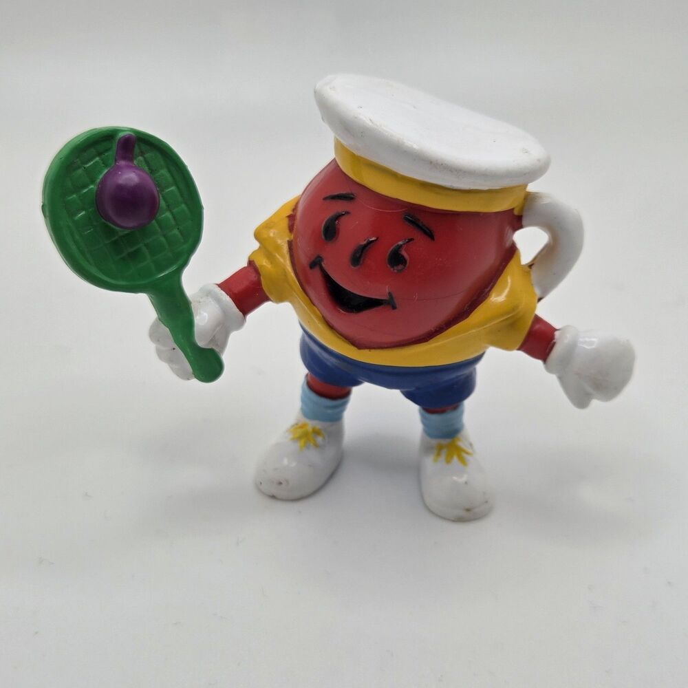 Vintage 1990s Kool-Aid Man Tennis PVC Figure Retro Promo Toy 2" Tall